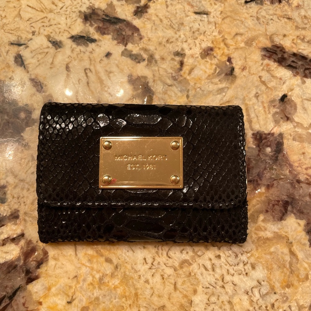 Michael Michael Kors Card Case Black Snake Print